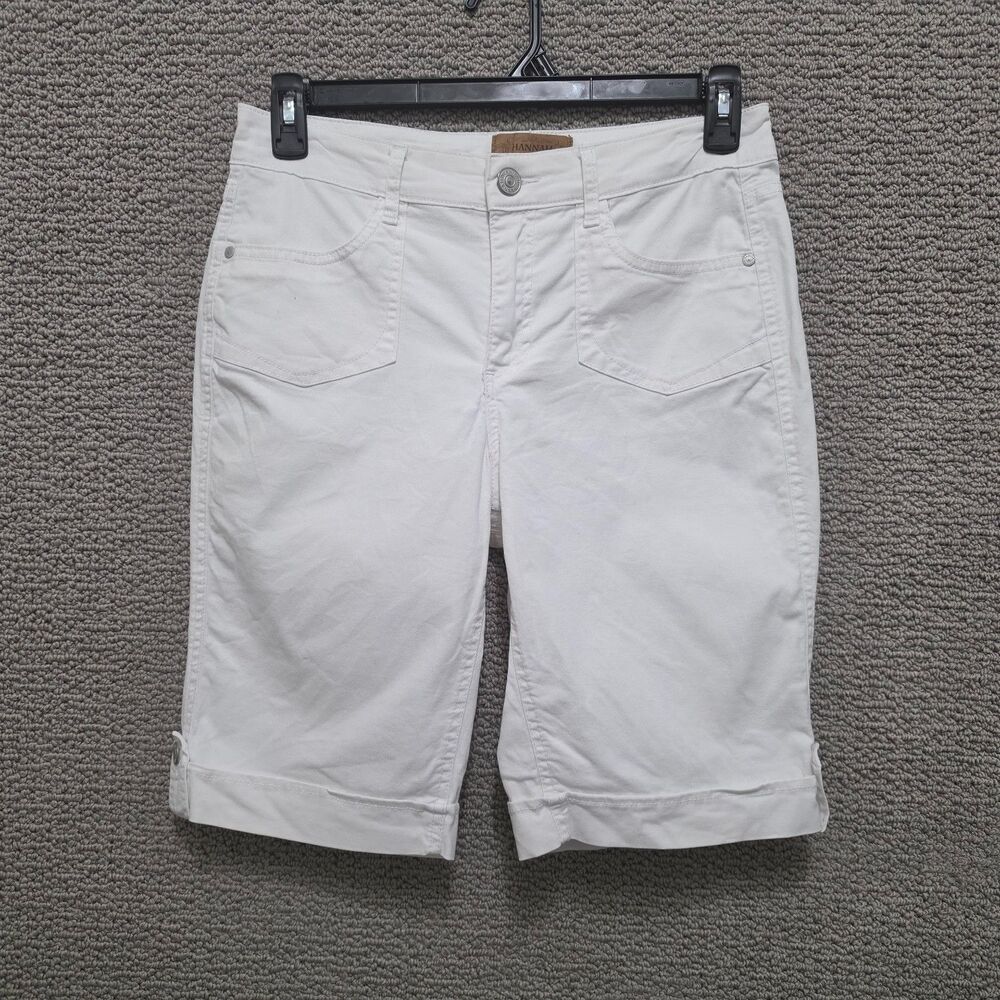 HANNAH White Embroidered Pocket Knee-Length Shorts Size 8